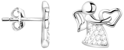 SOFIA MILANI - Damen Ohrringe 925 Silber - mit Zirkonia Steinen - Engel Herz Ohrstecker - E2326