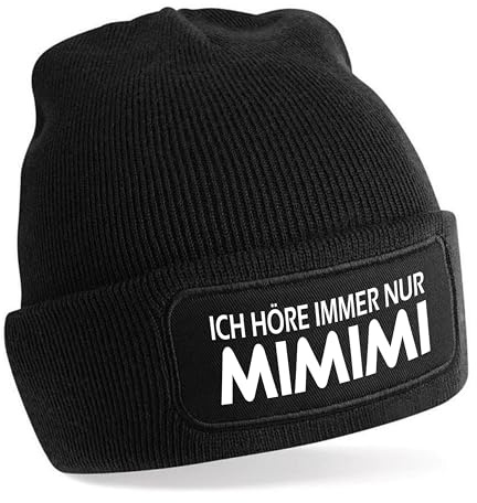 Herzbotschaft Beanie Strickmütze mit Spruch | Ich hör Immer nur Mimimi | Farbwahl | Unisex SoftTouch angenehm weiche und warme Wintermütze | OneSize Einheitsgröße für Erwachsene