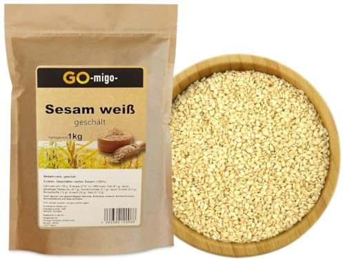 1kg Sesam weiß, Sesamsamen geschält feinste TOP Qualität Sesam Saat