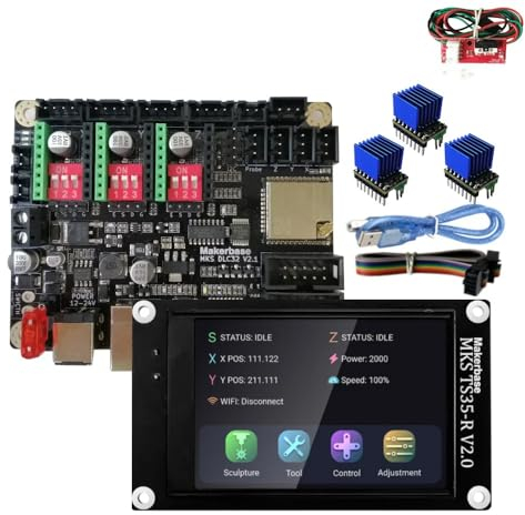 MARYS ELLEAY Twoeagles MKS DLC32 v2 32bits GRBL Offline Wifi Controller TS35-R LCD Display CNC3018 MAX PRO Upgrade Kits für CNC Lasergraviermaschine (MKS DLC32 TS35-Set8)