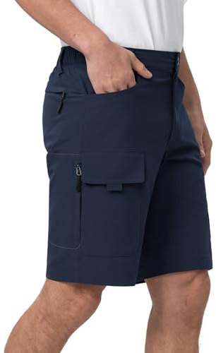 Moosehill Herrshorts, cargobyxor, vattentäta, med 6 fickor, lätta, andningsbara, för mountainbike, cykling, vandring, utomhusaktiviteter, Marinblå, L