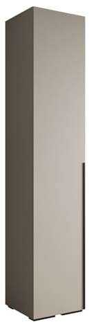 MEBLE KRYSPOL Inova 1 Moderner Schrank mit Regalen und Stange - Aufbewahrungsschrank für Schlafzimmer, Wohnzimmer - 236,7x50x47 cm - KGoldpusfarbe Kaschmir - Frontfarbe Kaschmir - Grifffarbe Schwarz