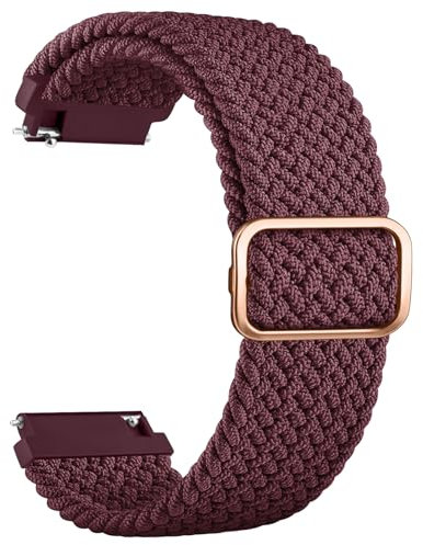 ZGCE 20mm Uhrenarmband Gewebtes Nylon Uhrenarmbänder, Mit Verstellbarer Metallschnalle, Schnellverschluss Sport Ersatzarmband 20mm Armband für Damen und Herren, Weinrot