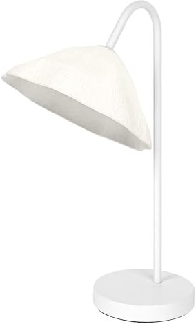 LEDVANCE weiße Dekor Lotusblatt Metall- und Pappmaché-Tischleuchte, E14, dimmbar, 219 mm, Lampenschirm aus recyceltem Material, nachhaltig dank austauschbarer Lichtquelle, einfache Installation