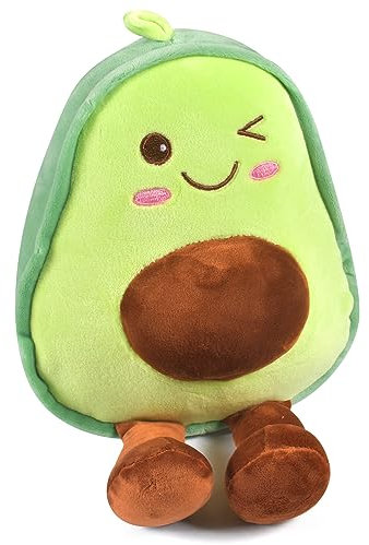 Wffeila Avocado Kuscheltier Kissen 30 cm - Fluffy Stuffies, Umarmungskissen Stofftiere für Kinder - Geschenk für Jungen und Mädchen