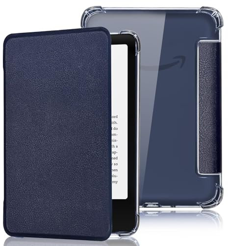 Fancity Compatible avec étui Kindle 11e génération 6 (version 2024/2022), coque arrière légère en TPU transparent avec veille/réveil intelligent pour liseuse Kindle 11e génération 2024 et 2022, bleu