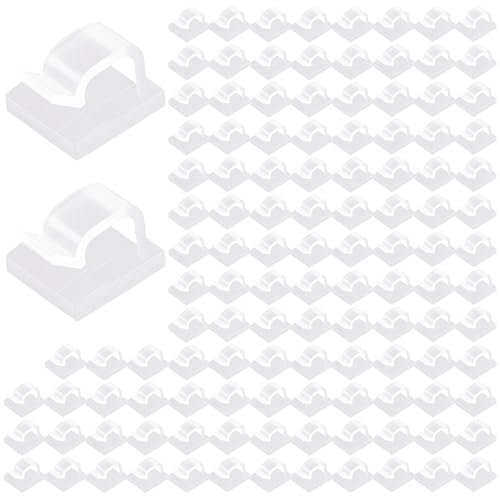 OWLMATE 120 Pezzi Fermacavi Adesivi, Fermacavi Muro, Ferma Cavi Scrivania per la Decorazione Natalizie, Luce Fata, Muro di Foto (Trasparente-120 Pezzi)