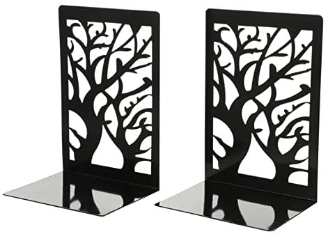 Ciieeo 1 Pair Tree Book Stand Book Clip Book Holder Tree Shape Bookends Book Decoration Book Cases Books Hollow Bookend Reading Corner Bookend Book Shelf Bookend Metal Bookends Iron Black