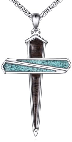 URONE Kreuz Halskette 925 Sterling Silber Nägel Kreuz Anhänger Halskette Kreuz Schmuck Geschenke für Frauen Männer