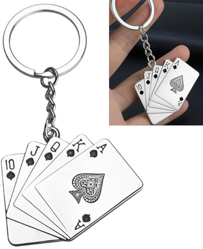 Roar Schlüsselanhänger Poker Pokerkarten mit 5 Spielkarten Schwarz – Top Accessoire für Poker-Fans und als Geschenk