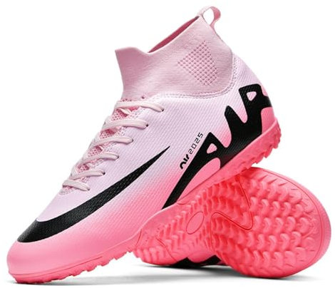 KUUK Fussballschuhe Kunstrasen Herren Hallenschuhe Fussball Turf Fußballschuhe Für Jungen Indoor AG FG TF Trainingsschuhe Outdoor (2309 Rosa TF 41)