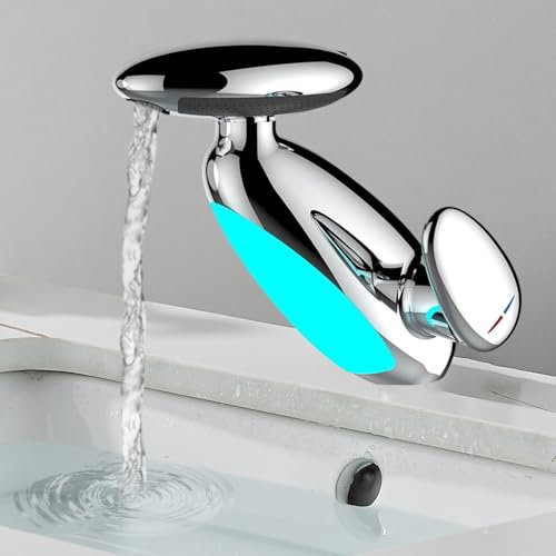 Grifo de baño para lavabo extensible, giratorio 360°, 4 modos, grifo de cascada, grifo mezclador caliente y frío, núcleo de válvula de cerámica, para lavabo baño (plata)