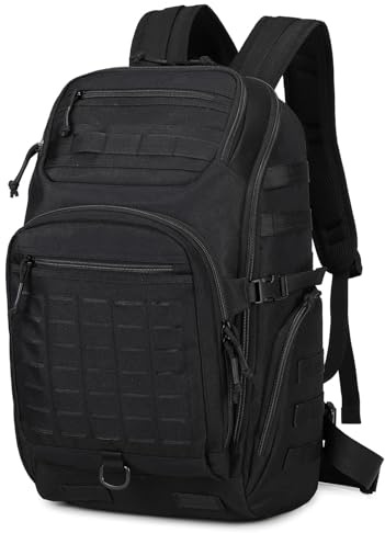 VINBAGGE Rucksack Taktischer 40L Herren Wanderrucksack Trekkingrucksack Angelrucksack Molle Schultertasche für Survival Outdoor Camping Reisen Bundeswehr Backpack,Schwarz