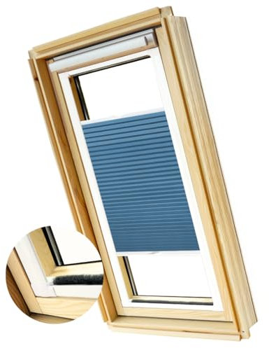 Home-Vision® Dachfenster KassettenPlissee ohne Bohren zum Kleben Plissee mit schiene (F04 für Melange Blau)