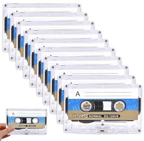 10 Stück Audio Kassetten Leer: WIYETY Rauscharm Audiokassetten, 60 Min Musikkassette, Transparenter Kunststoff-Kassettenbandhülle für Vorlesungen Seminare Alltägliche Aufnahmen