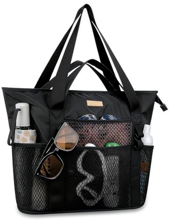 Lacdo Bolsa de playa para mujer bolsa de piscina plegable impermeable a prueba de arena