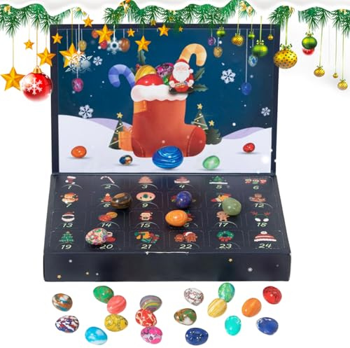 Edelstein Adventskalender 2025 Kinder, 24 Tage Kristalle Steine Weihnachtskalender Countdowns Überraschungen, Beste Geschenk Für Kinder Und Geologie Enthusiasten