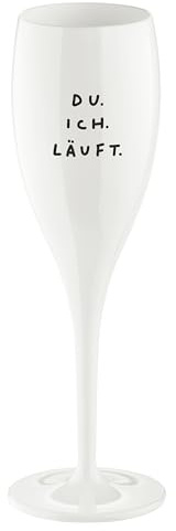 Koziol CHEERS No. 1 Sektglas 100 ml – Bruchfestes, isolierendes Kunststoffglas mit Spruch, Glas-Alternative für Party Outdoor Silvester - spülmaschinengeeignet (DU ICH LÄUFT.)