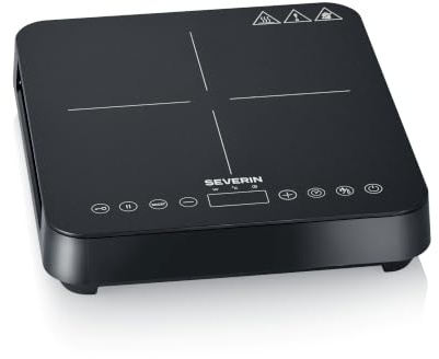 SEVERIN Induktionskochfeld, 1 Platte, 10 Leistungsstufen, Temperaturbereich 60-240°C, Touch-Display, Ø 22cm, matte Kochplatte, mit Glaskeramik-Kochfeld, Topferkennung, schwarz, 2.000 W, KP 1026