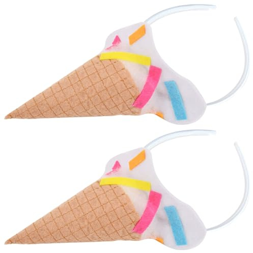 Toyvian 2 Stück Eiscreme Haarreif für Weicher Filz Haarschmuck in Weiß Dessert Cosplay Stirnband für Party Halloween und Geburtstagsfeier
