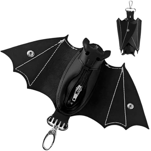 UYVPAER Petit Porte-Monnaie En Cuir Chauves-Souris 3D Avec Porte-Clés Et Ailes Pliables, Porte-Monnaie Gothique, Cadeau Pour Homme Et Femme