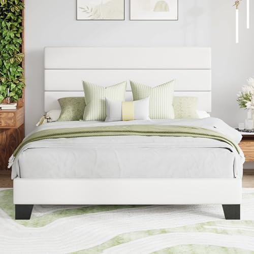 MUTICOR Polsterbett 140x200 cm Samt mit gepolstertem Kopfteil, Weiß | Weiches Kopfteil, 11,5 cm Stauraum, 363 kg Belastbarkeit, Geräuschfrei, Kein Boxspring, Einfache Montage