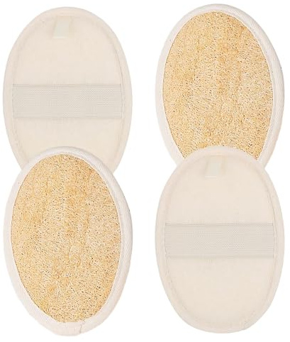 4 Esponjas de Luffa Natural Multiusos, Esponja Natural Exfoliante Corporal, Lufa Esponja Exfoliante para Cara, Ducha, Exfoliación Corporal y Limpieza del Hogar, Biodegradables, Amarillas