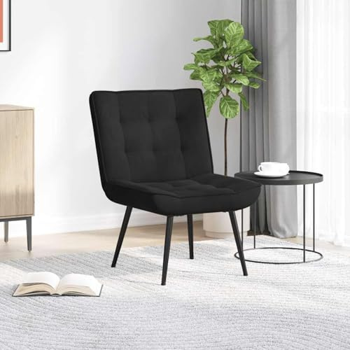 Homgoday Samt Relaxsessel Schwarz 64x74x84 cm mit Fußhocker, bequem für Wohnzimmer & Büro Model4012322