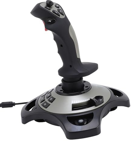 Vroomoto Controlador de Joystick Simulador de Vuelo USB Flight Stick Joystick Juego Vibración 4 Ejes 8 Vías Hat 12 Botones Programables con Acelerador para 7 8 10 11