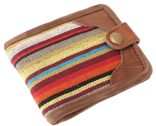 Boho Ethno Portemonnaie Retro, Vintage Geldbeutel, 22x10 cm, orange | Hochwertiger Webstoff, weiches Leder, zwei Reißverschlussfächer, fünf Kartenfächer, ideal für Alltag und Reisen.