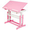 TecTake® Scrivania Regolabile in Altezza, Piano Scrivania Inclinabile, Scrivania per Strudiare con Angoli Arrotondati, Scrivania Ragazzi con Cassetto e Listelli Ferma Oggetti - Rosa Fuscia