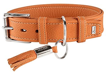 HUNTER CANNES Hundehalsband, Leder, Nappaleder, weich, edel, elegant, 70 (L-XL), orange