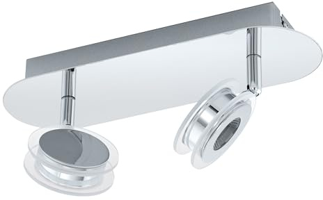 EGLO LED Deckenlampe Sarolo, Deckenstrahler, Edelstahl in chrom | Kunststoff in transparent warmweiß