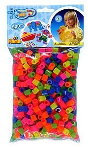 Hama MAXI (M500-72) Bügelperlen Beutel mit 500 Stk Neon-Mix 72