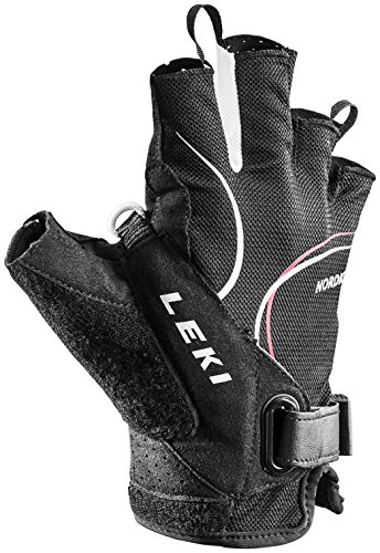 LEKI Walking Handschuhe Nordic Lite Shark Short, Black/White/Red, 090