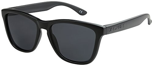 X-CRUZE 9-002 Nerd Sonnenbrillen polarisiert Style Stil Retro Vintage Retro Unisex Herren Damen Männer Frauen Brille - schwarz matt/schwarz