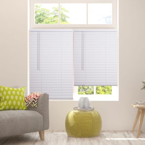 LOTUS & WINDOWARE Kabelloses Mini-Rollo, 2,5 cm Vinyl-Lamellen, 81,3 cm breit x 182,9 cm lang, weiß, Fensterrollos für Zuhause und Büro, Innentürrollos – Lichtfilterung