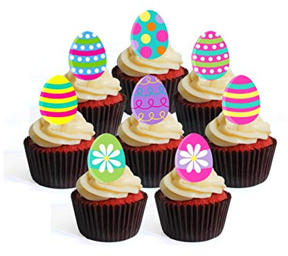 Essbare Ostereier-Cupcake-Topper – stehende Oblaten, Kuchendekorationen (12 Stück)