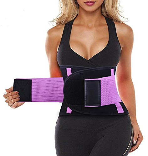 SIHOHAN Bauchweggürtel, Schwitzgürtel Fitness Gürtel, Verstellbarer Taille Trimmer Gürtel Fitnessgürtel, Waisttrainer Taillenformer, Bauchgürtel für Herren und Damen(Violett, XL)