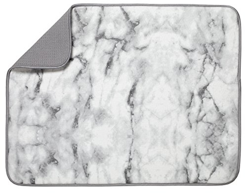 S&T INC. Dish Drying Mat for Kitchen, Absorbent, Reversible XL Microfiber Dish Mat, 18 Inch x 24 Inch, Marble