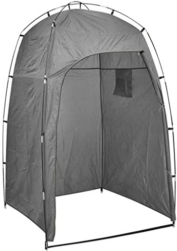 vidaXL Dusche WC Wechselzelt Duschzelt Toilettenzelt Privatsphäre Umkleidezelt Outdoor Camping Zelt Beistellzelt Angelzelt Grau 130x130x210cm