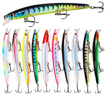 FNAPE Angelköder 10er Set, 13CM 15G Kunstköder Raubfisch Raubfischköder Oberflächenköder Swimbait Wobbler Köder Rotierender Schwimmköder Süßwasser Salzwasser Barsch Forelle Hecht Zander