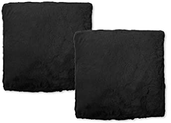 jilda-tex Set Kissenbezug mit Füllung Sofakissen Dekokissen Kissenbezüge Couchkissen Weich Kissenbezug Zierkissenbezug in Felloptik Rabbit Deluxe 750 GSM Kunstfell (Schwarz, 2X 45x45 cm)