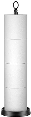 ROLABAM Schwerer Toilettenpapierhalter (mit Reserve-Funktion), freistehender Toilettenpapier-Aufbewahrung, Ersatz-Toilettenpapierhalter, Gesamthöhe 57.1 cm, Mattschwarz