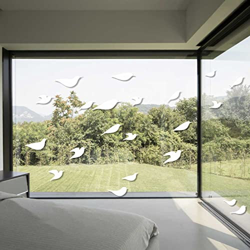 Lot de 21 Autocollants d'alerte Anti-Collision pour fenêtre et Porte en Verre - Protection des Oiseaux - Blanc