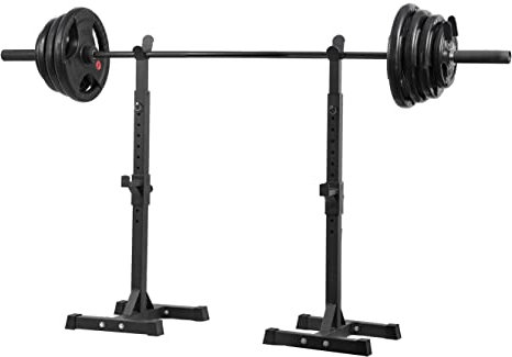 wuuhoo® Olympische Langhantelstange & Hantelscheiben im Set Jordan - 120kg, 220cm Langhantel inkl. 100 KG Gummigewichte mit Stahlkern und Griffen - Design 1 mit Ständer