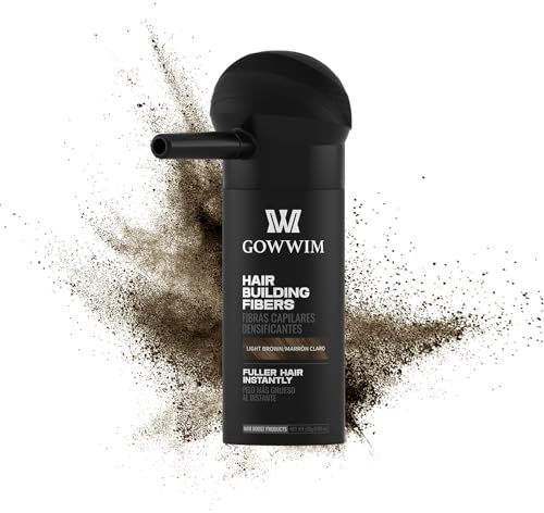 GOWWIM Hair Thickening Fibers Best 2-in-1 Kit Set,Keratin Hair Building Fibers & Spray Application Atomizador Pump Nozzle & Hair Fiber Lock Hold Spray,Instantly Cover Sparse Hair Areas (Light brown)
