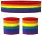ONUPGO Schweißband Set Sportstirnband Handgelenk gestreifte Schweißbänder Frottee Sporttraining Basketball-Armband Stirnbänder Feuchtigkeitstransport Schweiß absorbierendes Stirnband (Rainbow)