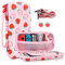 FANPL Étui de Transport pour Nintendo Switch et Switch OLED, étui de Voyage Rose Fraise avec bandoulière réglable, poignées pour Les Pouces, Coque de Protection Rigide Anti-Rayures, Rose