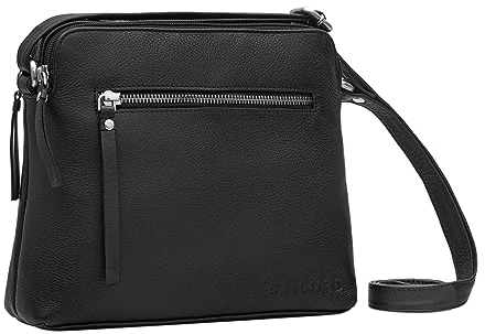 STILORD 'Hope' Handtasche Damen Echtleder Elegante Umhängetasche Klein Ausgehtasche Vintage Ledertasche Abendtasche zum Ausgehen Kleine Frauen Schulter Tasche Leder, Farbe:schwarz